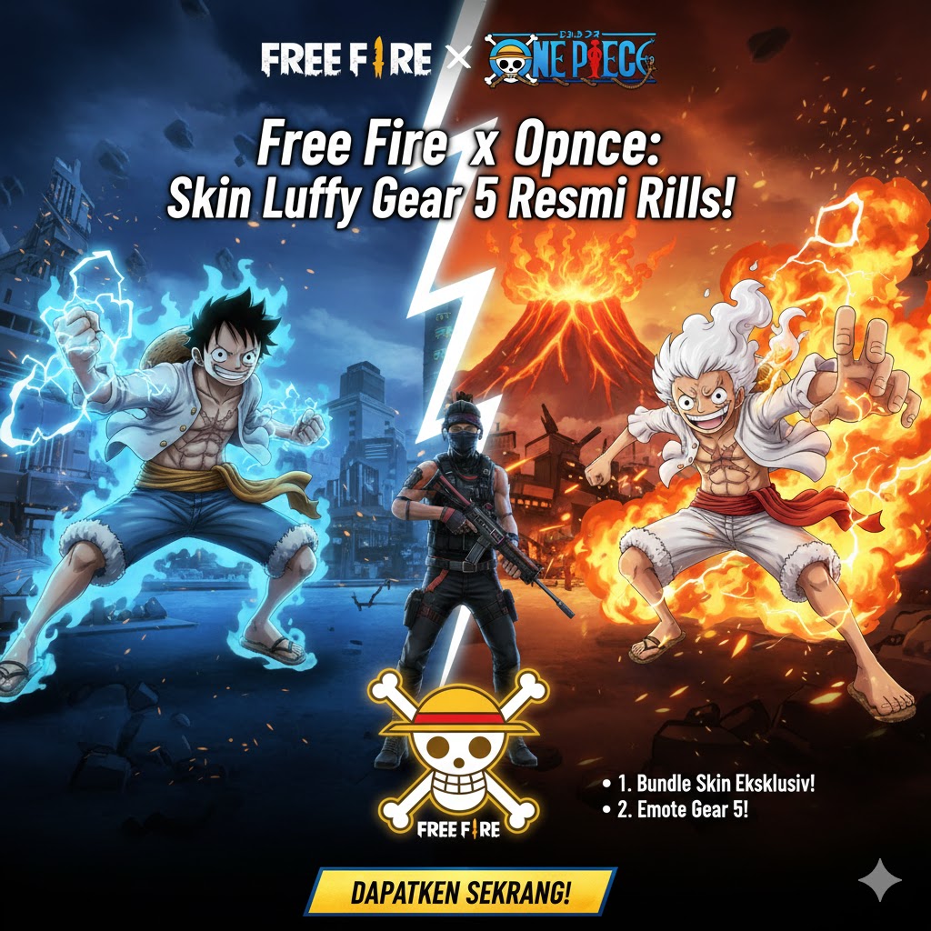 Free Fire x One Piece: Skin Luffy Gear 5 Resmi Rilis!